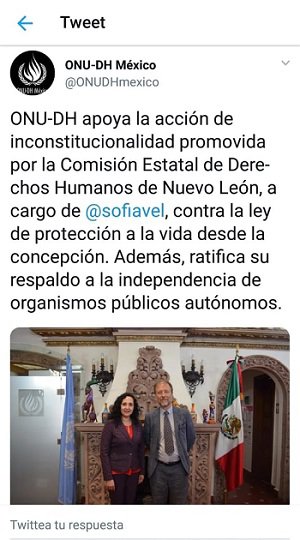 Jan Jařab, Representante en México de la Oficina de las Naciones Unidas para los Derechos Humanos se opuso a "Ley que protege la vida" en Nuevo León.