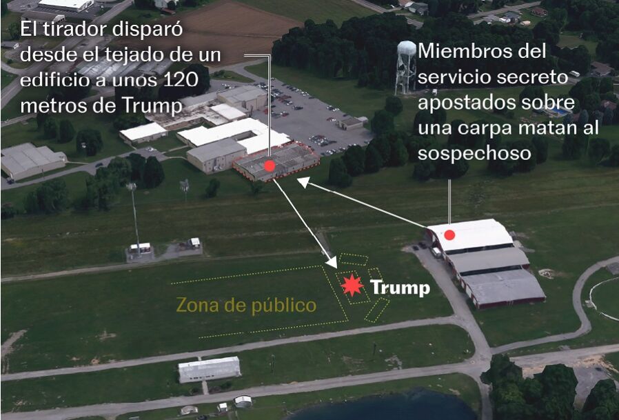Ubican el sitio desde donde le dispararon a Trump.